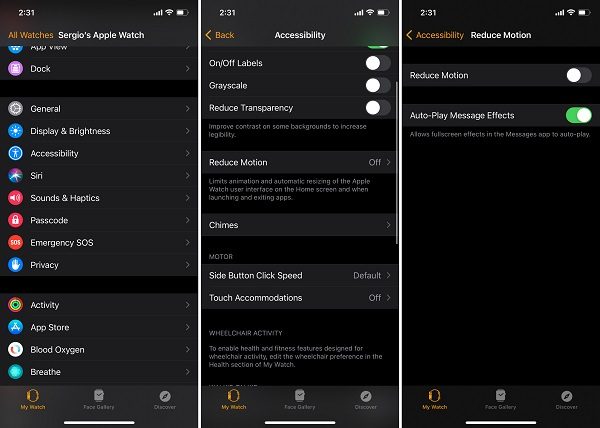 Giảm hoạt họa chuyển động trên Apple Watch